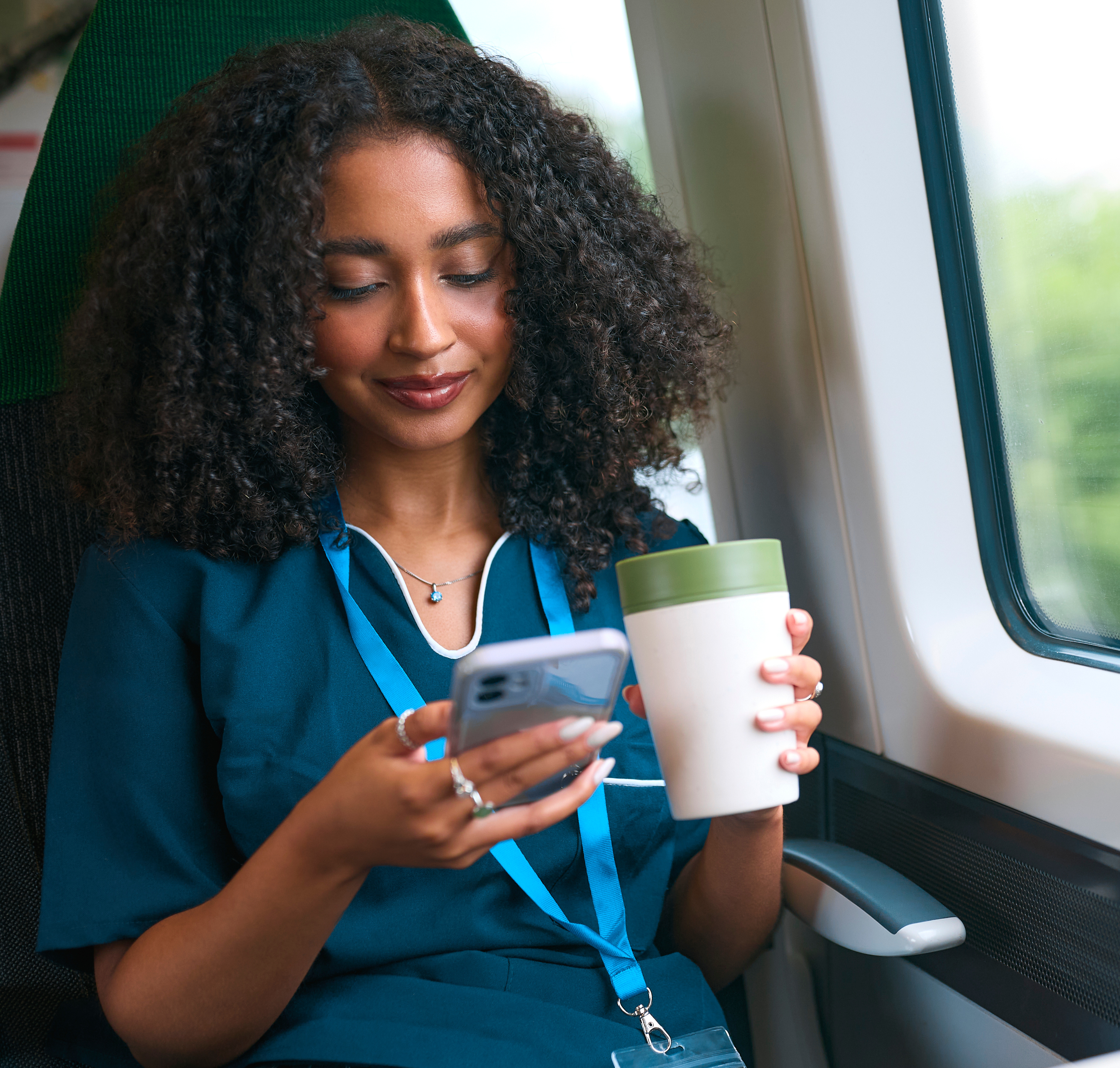 Nurse Commuting On Train